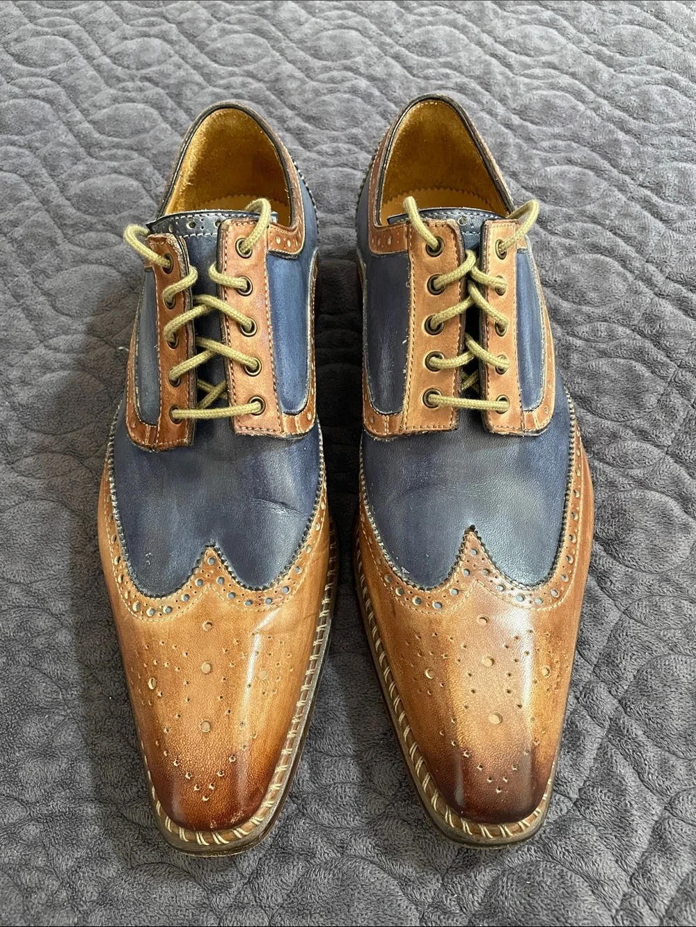 Jose Real Men Size US 9 Shoes Hand Made Italy Leather Wingtip Shoe